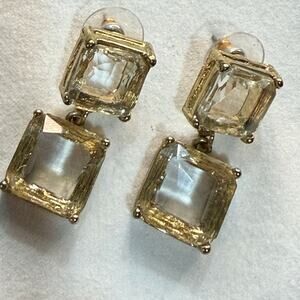 New High-End Gold Crystal Door Knocker Drop Earrings - Never Worn